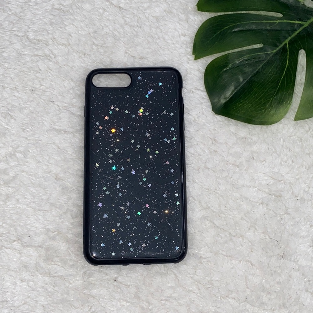 Black Glitter Stars Galaxy iPhone 6/7/8 Plus Case
